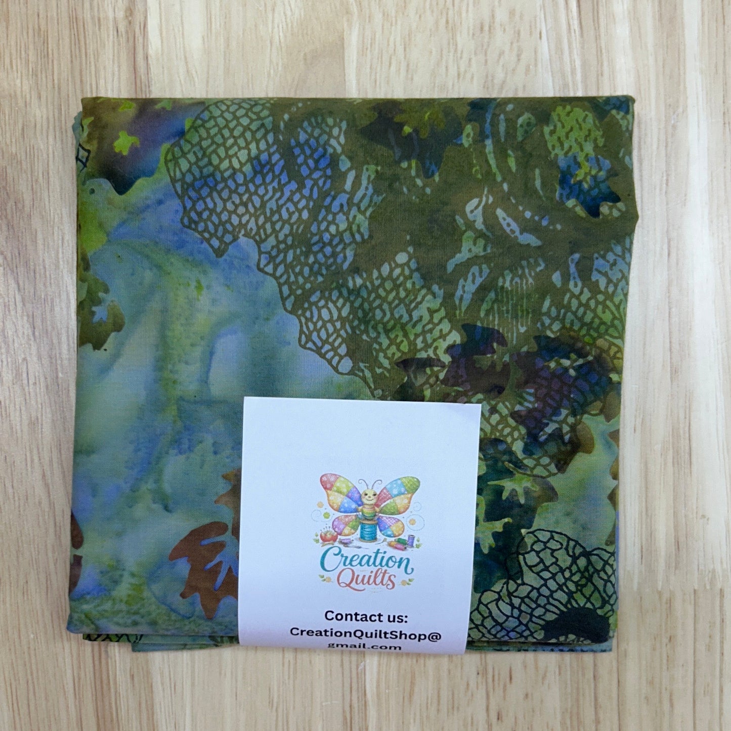Green blue batik with leaves