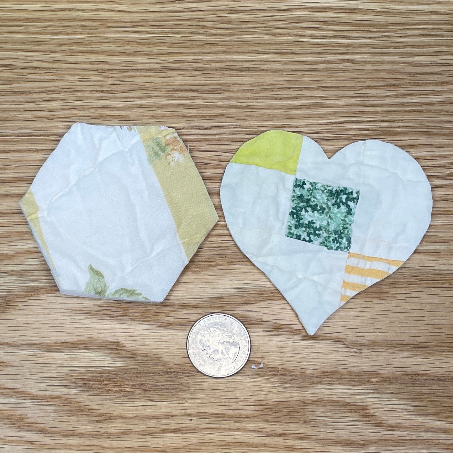 Shapes cut from Vintage Quilts - Small