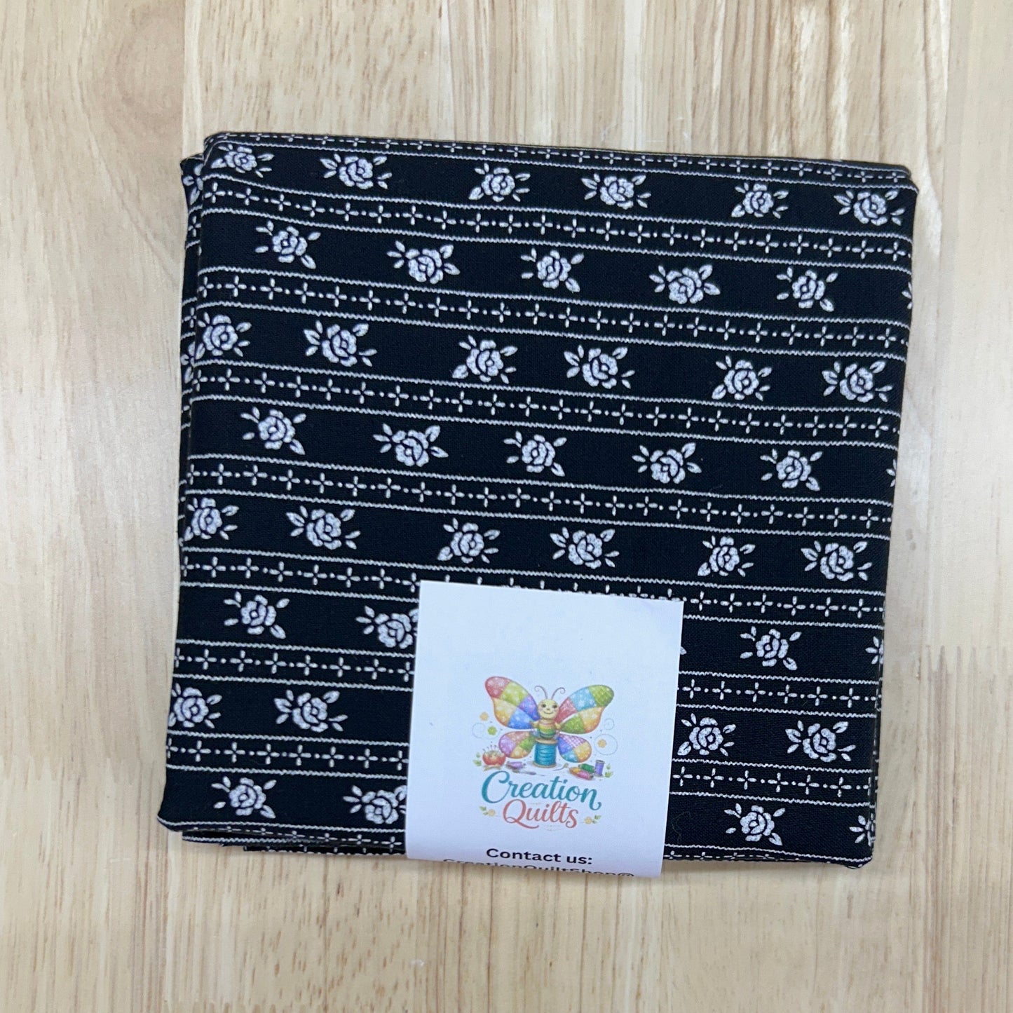 Black with white stripes and flowers