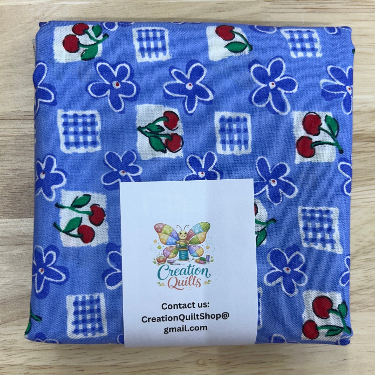 Light blue with cherries