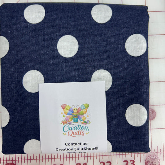 Navy with white polka dots