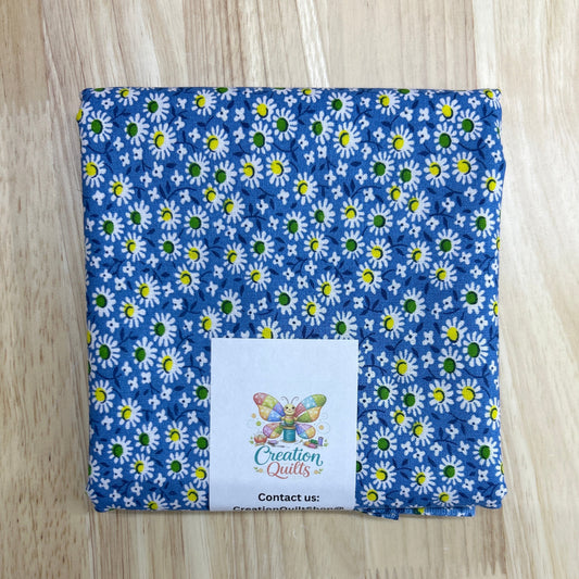 Blue with yellow & green daisies