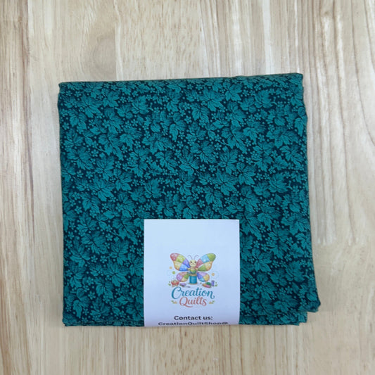 Cranston Print Works teal leaves