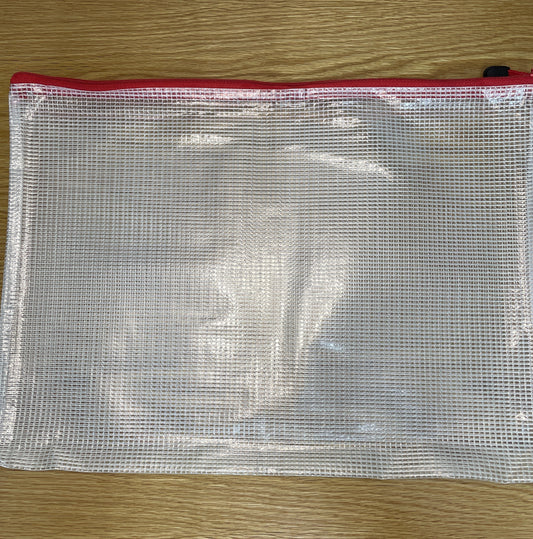 Mesh Zipper Project Bags - Red (10.5"x14.5")