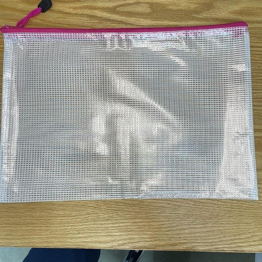 Mesh Zipper Project Bags - Pink (9"x13")