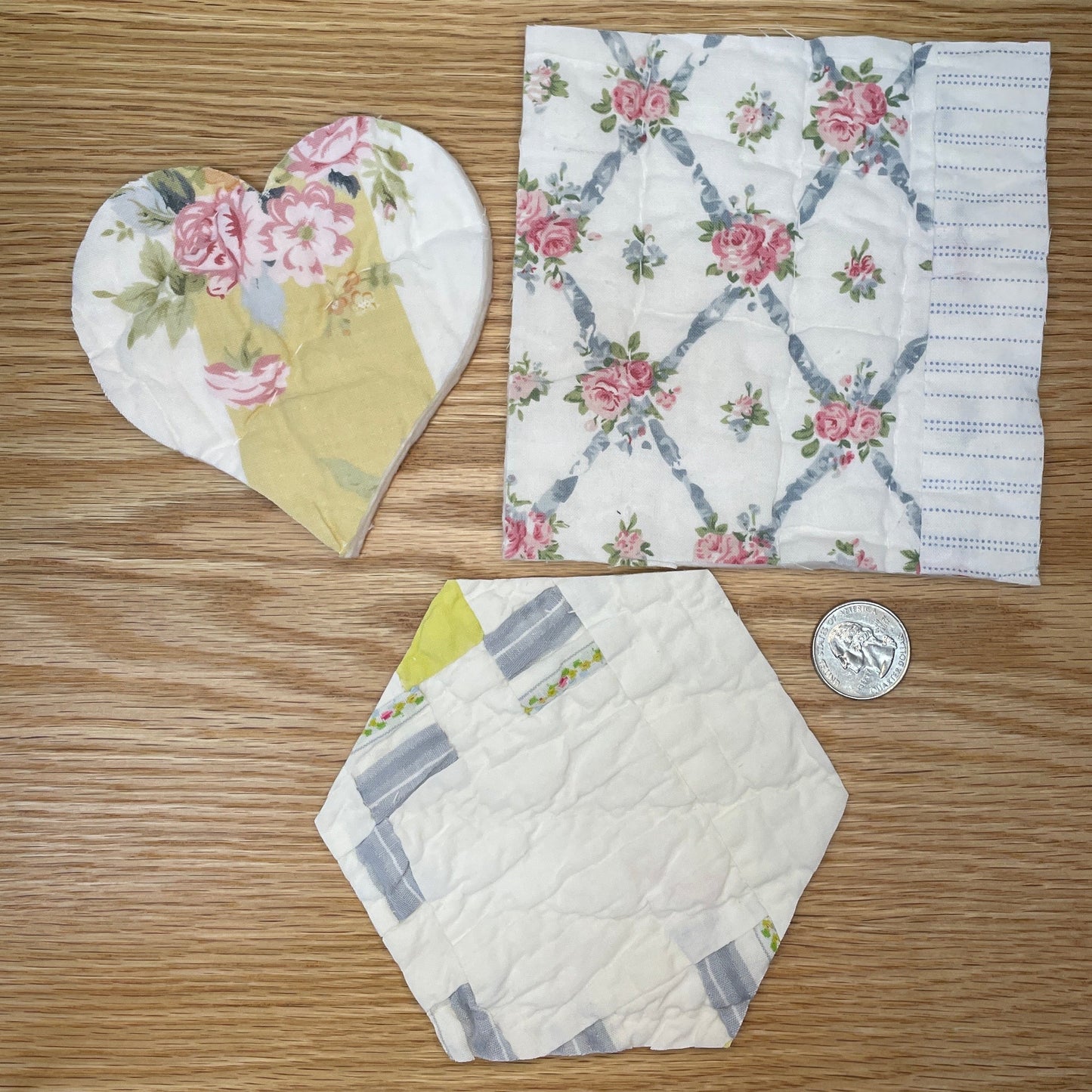Shapes cut from Vintage Quilts - Medium